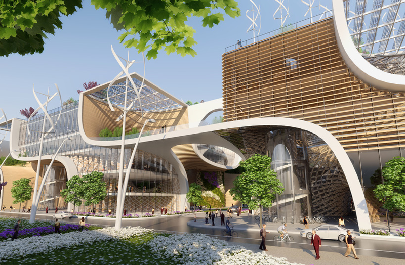 Illustration for article titled This Futuristic Megamall Wants to Make Shopping Eco-Friendly